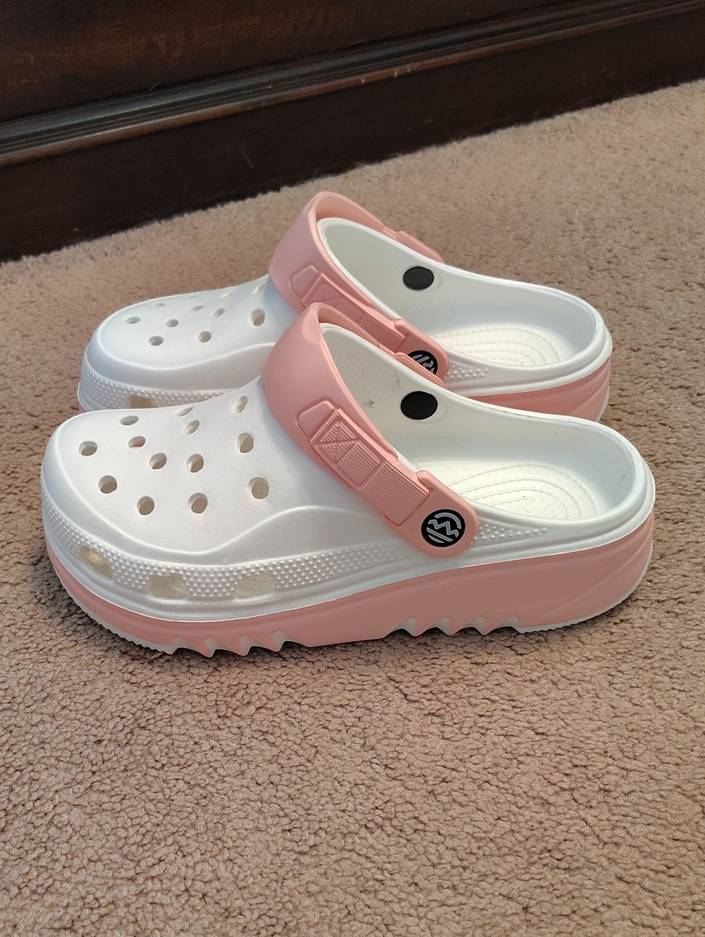 Pink and White Slip-On Clog Sandals